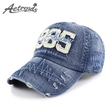 [AETRENDS] вышитая надпись потертая хлопковая джинсовая кепка регулируемая бейсбольная кепка мужская женская Спортивная Кепка s Z-9972