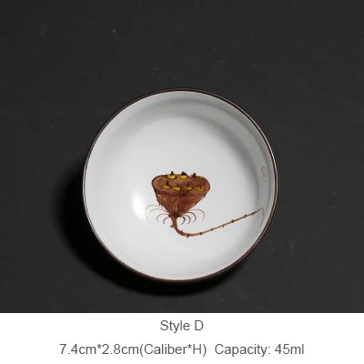 PINNY керамика 45 мл ручная роспись чайная чашка креативная китайская чайная чашка кунг-фу керамическая чайная Чаша Пуэр ручная работа посуда для напитков - Цвет: D