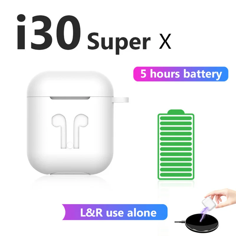 

Original i30 TWS Super X 5 Hours Play Wireless Earphones Bluetooth Earphone 6D bass Earbuds PK W1 Chip i11 i12 TWS i9s i7s i200