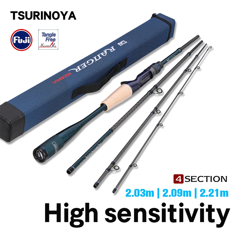 

TSURINOYA RANGER Fishing Rod 2.03m 2.09m 2.21m 4 Section Portable Ultra Light 96g Casting Spinning Rod Travel Fishing Pole Pesca