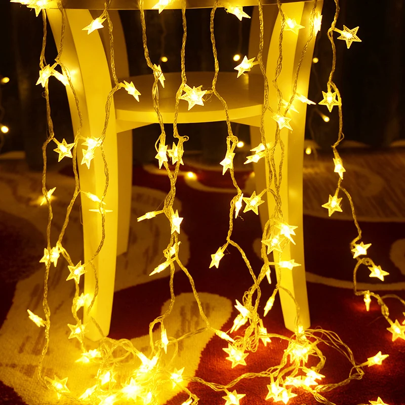 Star LED Lamp String 5M 30Led Light Fairy Garland Lantern Girl Rooms Decoration Holiday Birthday Wedding Curtain Decor Lights