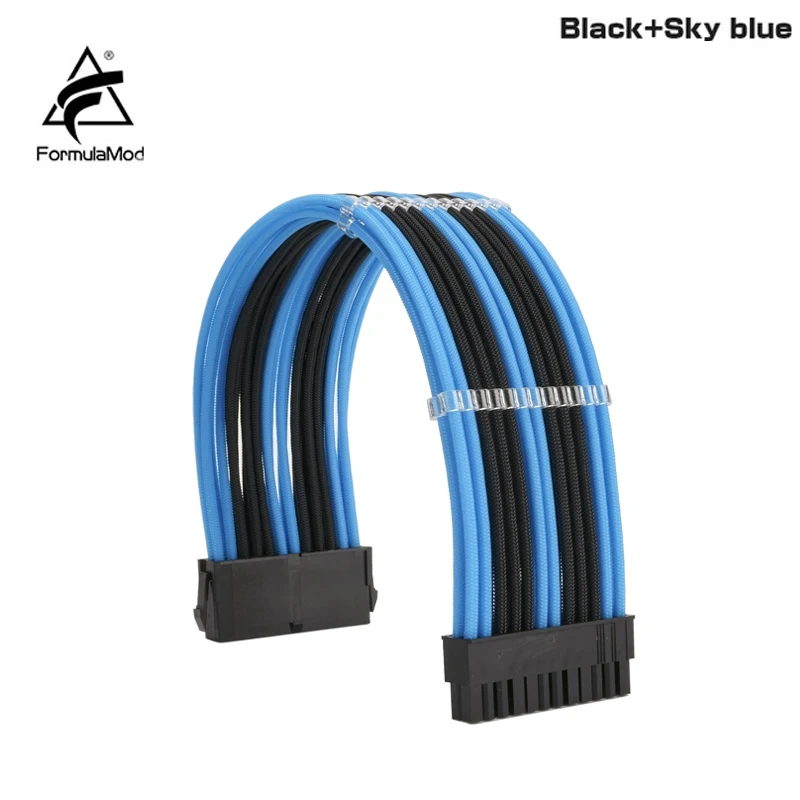 FormulaMod Fm-N24P ATX 24Pin Power Extension Cable For Motherboard 24 Pin 18AWG Combination Color Cables With Cable Comb