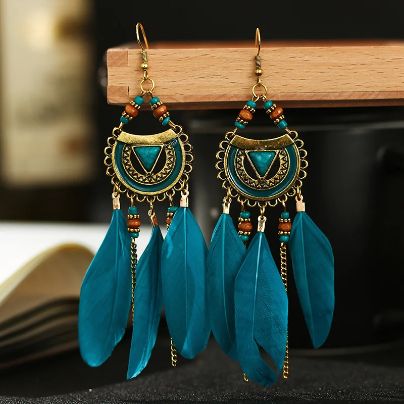 Feather Earrings for Women Long Feather Earrings for Women Chain Natural Feather Earrings for Women Long Feather Earrings for Women Chain Natural