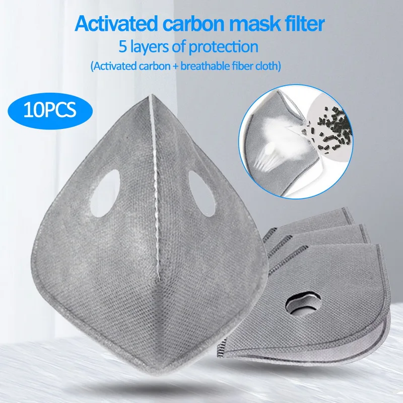 

10pcs/lot Cycling Face Masks Filter MTB Road Cycling Equip Anti-Dust PM2.5 Replacement With Active Carbon Filter Protect New