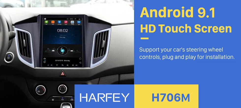 Flash Deal Harfey Car Multimedia Player 9.7" 4G LTE Car Radio for 2014 2015 Hyundai IX25 Android 9.1 GPS Navigation Rearview Camera DVR 0
