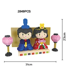 Япония 3 марта Хина мацури микро алмаз строительный блок кимоно кукла собрать nanobricks игрушки коллекция для девочек Подарки