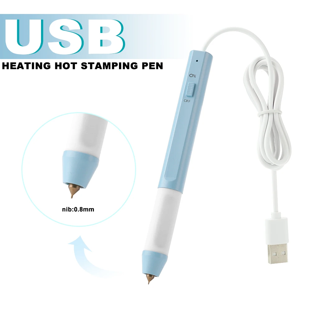 

Tips Heated Gold Foil Pen 0.8/1.5mm for Making Craft Designs Cards Album Pen Slim Handle USB Powered On Paper Leather Plastic