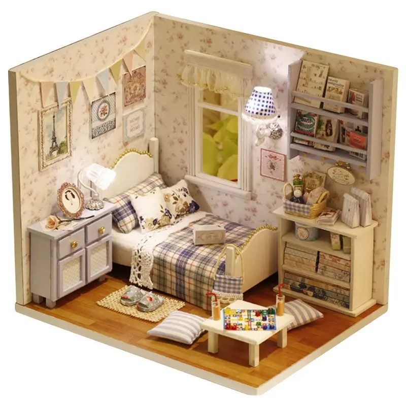 Кукольный дом Миниатюрный DIY кукольный домик с деревянная мебель для дома Для детей день рождения Рождественский подарок настроение для