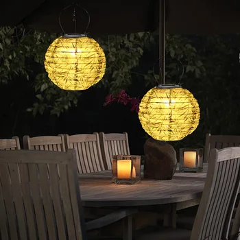 

Waterproof Solar LED Solar Hanging Lights Outdoor Garden Wedding Holiday Party Printed Decor Round Festival LED Hanging Lanterns
