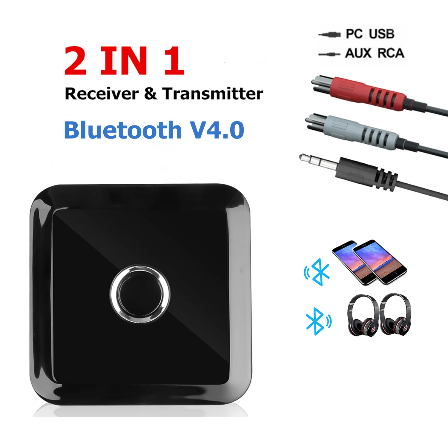 1-2 устройства Bluetooth 2 в 1 аудио передатчик и приемник 3,5 мм разъем AUX RCA стерео для Bluetooth наушники ТВ динамик