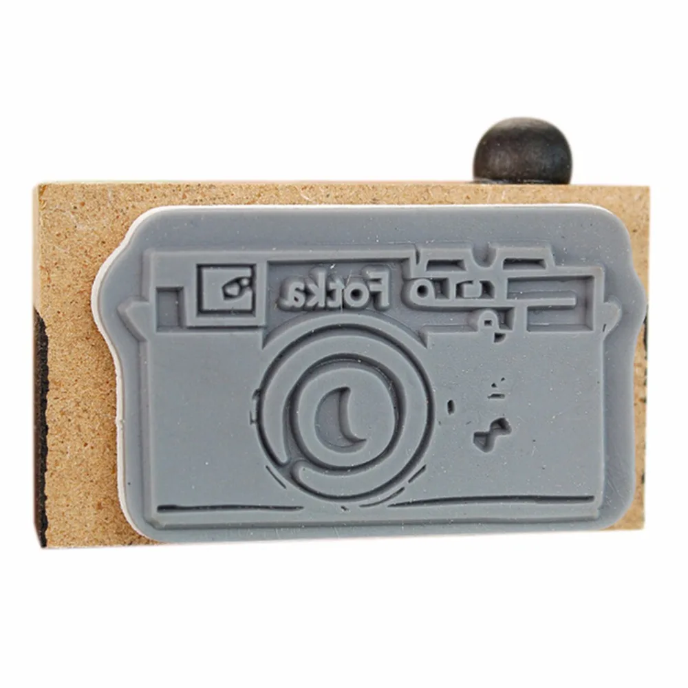 Gray Or Brown 2 Models Decoration Signet Seal Camera Model Stamp Wooden Rubber 