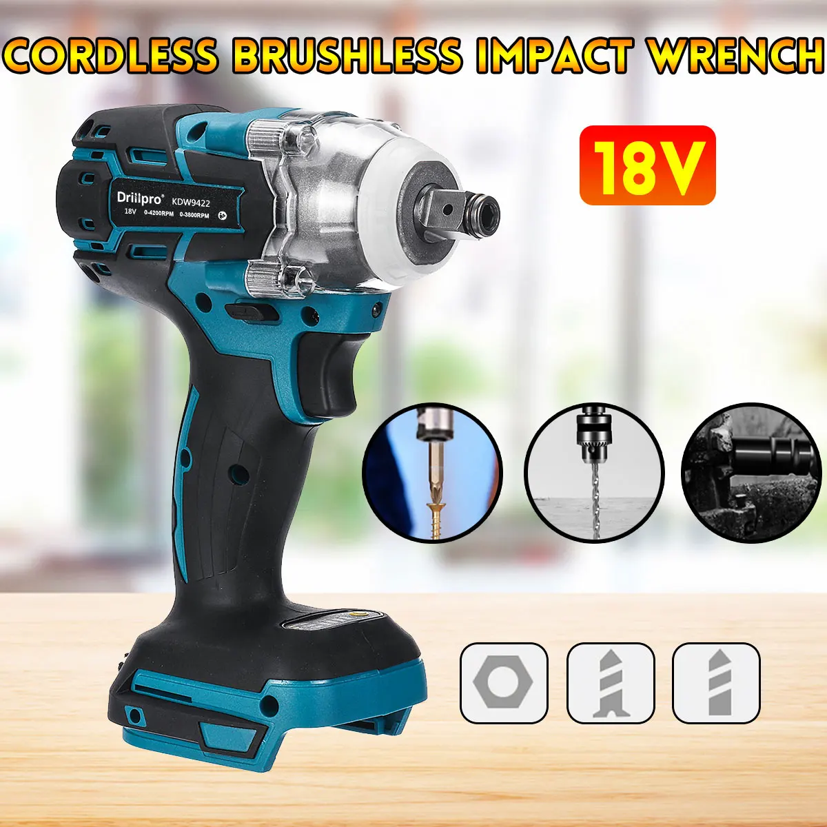 Drillpro 18V Electric Brushless Impact Wrench Cordless 1/2 Socket Wrench Power Tool Rechargeable For Makita Battery DTW285Z ► Photo 2/6