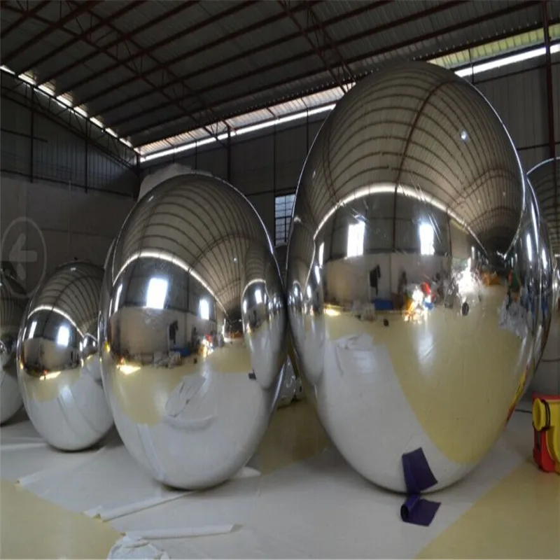 1 метр серебряные надувные зеркальные шары для церемонии и продвижения украшения