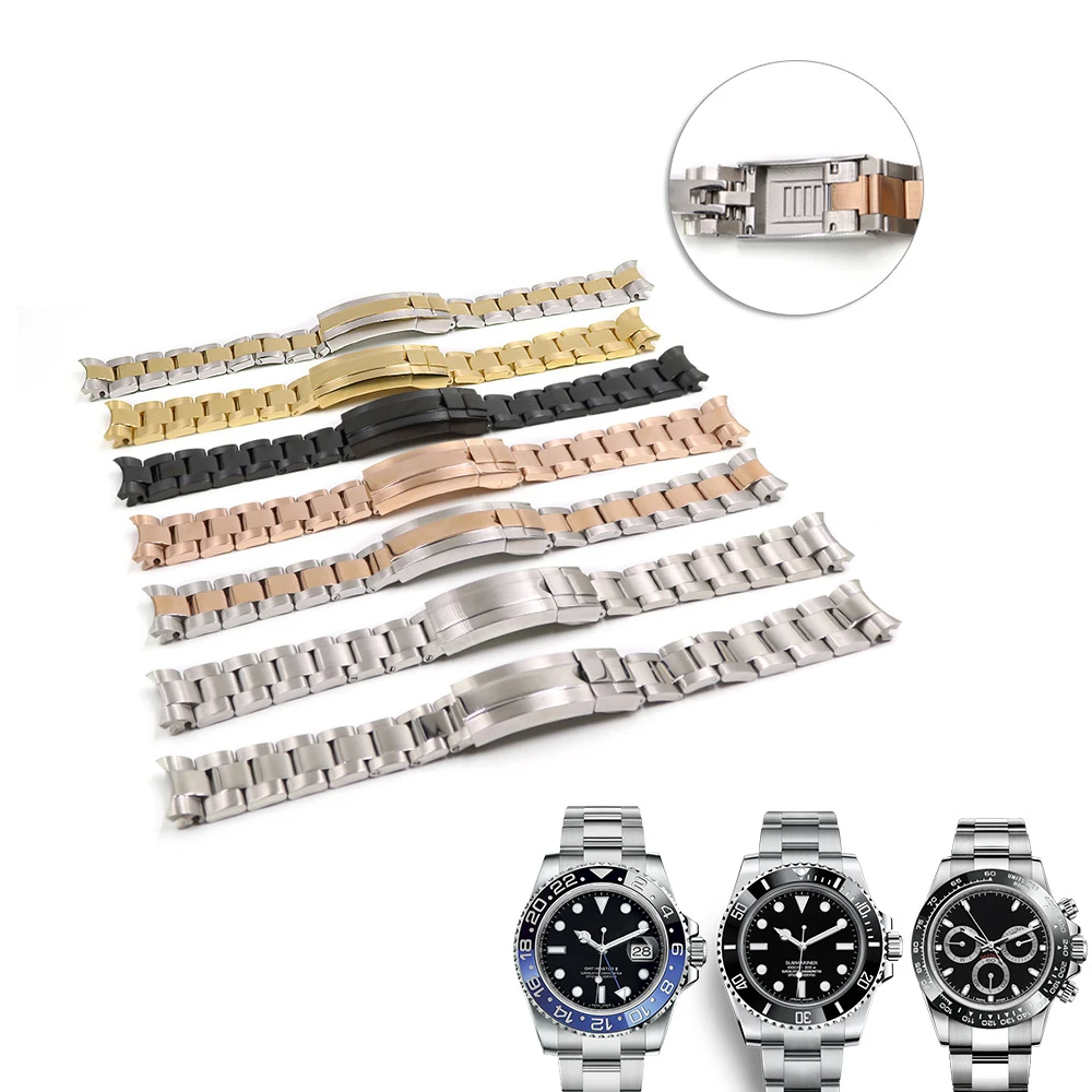 Pulsera de Rolex SUBMARINER DAYTONA SUP GMT, correa de acero con cierre de botón, ajuste fino|Correas de reloj| - AliExpress