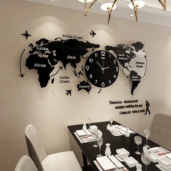 

Large Wall Clock Modern Design Simple Silentworld Map Metal Wall Clock Large Home Decor Relogio Parede Home Decoration AA60WC