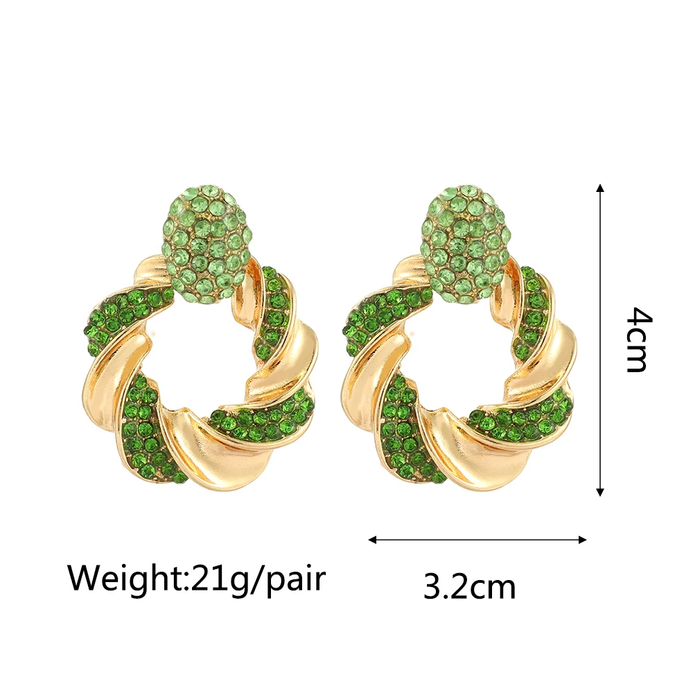 Ztech New Green Series Set Earrings Designer Jewelry Crystal Tassel Za Accessories Handmake Statement Bijoux Pendientes Brincos