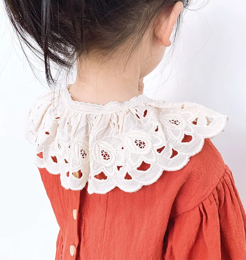 Kids Neckwear Cotton Collar Shawl Bibs Scarf Accessories For Girls 3-8Y