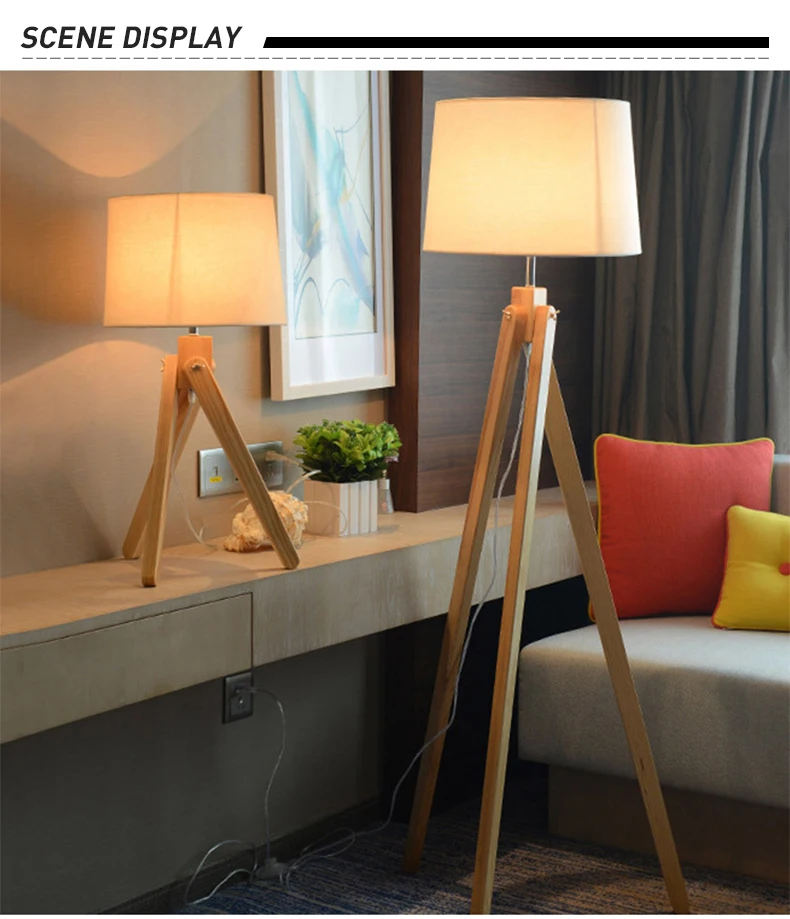 Современная креативная простая деревянная настольная лампа с тканевым абажуром E27 Светодиодный настольный светильник для спальни гостиной кабинет Кафе Отель