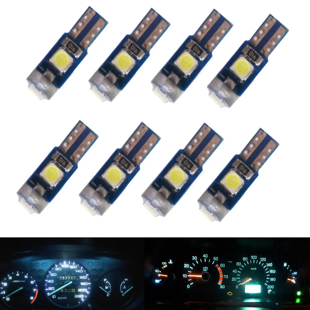 

8pcs 12V T5 wedge LED Light Car Dashboard Instrument Panel Lamp Bulb kit for Mercedes R129 W140 W163 R107 W124 R170 W208