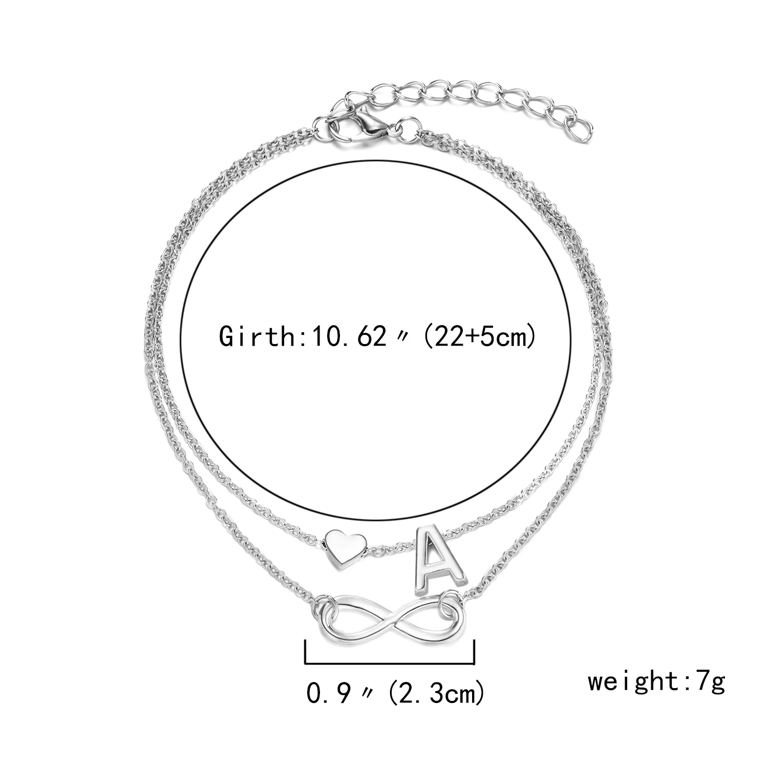Summer New A-Z Letter Initial Anklets For Women Silver Color Heart Anklet Bracelet Leg Chain Fashion Beach Party Foot Jewelry - Image 3