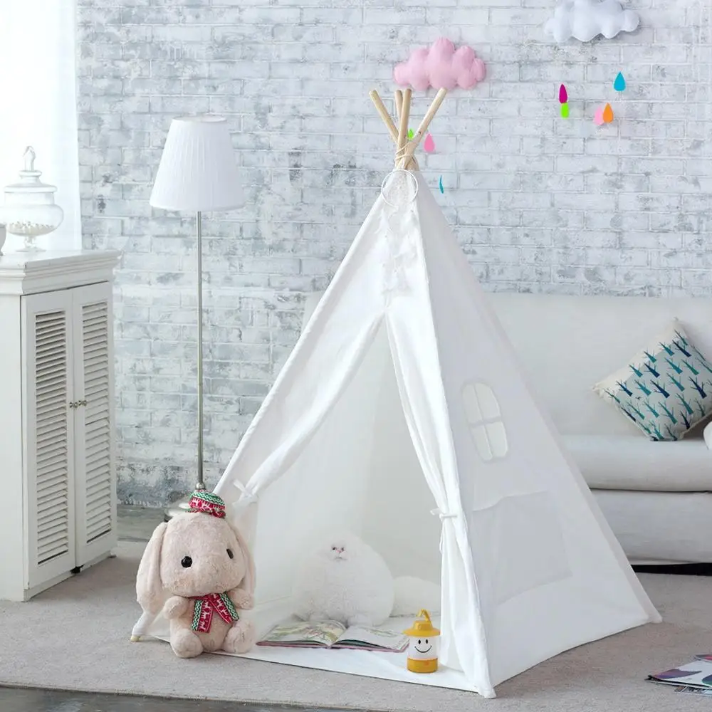 

Canvas Kids Teepee Tent Indian Play Tent House Tee Pee Wigwam Tipi Tent for Kids Tepee Tent