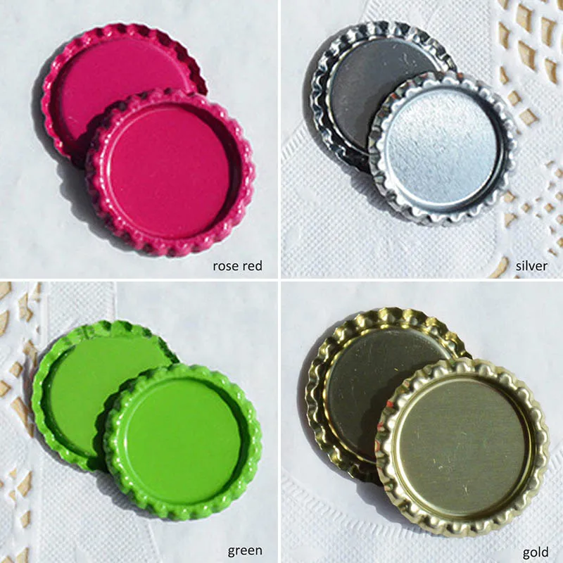 25Pcs Bottle Caps Metal 25mm Round Flattened Inside Colored Jewelry Craft DIY Accessories Wall Home Decor