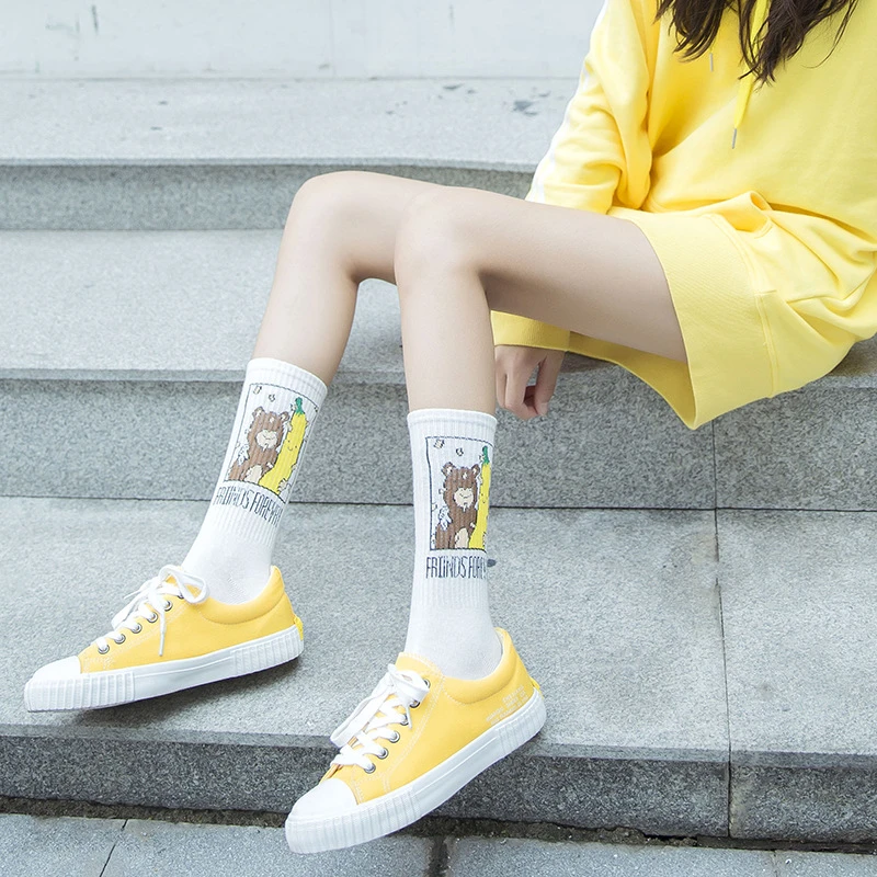 Socks Women Men Unisex Funny Cartoon Banana Socks Harajuku Cool Skateborad Sokken Art Fashion Cotton Hipster Happy Cute Socks