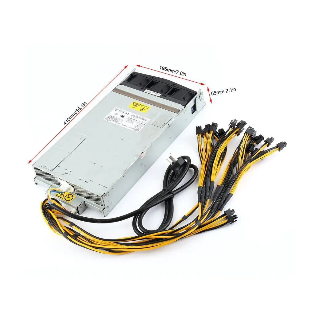 2880 ватт серверный блок питания + 2x10 PCI E жгут для двух (x2) Antminer S9/S7/L3 с готовыми к