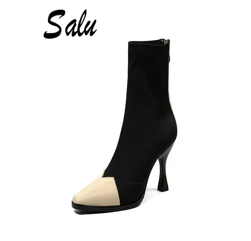 

TXCNMB Boots Women Ankle Boots Thin High Heels Pointed Toe Office Black Suede Autumn Winter Shoes Woman Ladies Prom