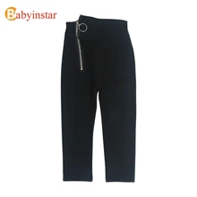 Babyinstar/Новое поступление; модные Необычные брюки с высокой талией для девочек; повседневные брюки; детские брюки; Детские узкие брюки на молнии