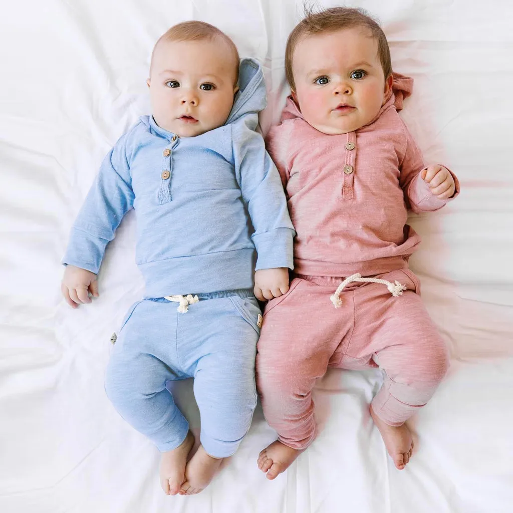 

Newborn Infant Baby Set Boy Girl Clothes Solid Hoodie Shirt Tops+ Pants Outfits Autumn Winter Toddler Clothes Set