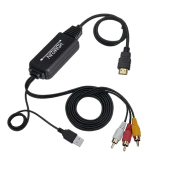 

MOOL HDMI to RCA Converter 1080P HDMI to AV 3RCA CVBs o Adapter Supports for Fire Stick Roku HDTV PC Laptop DVD