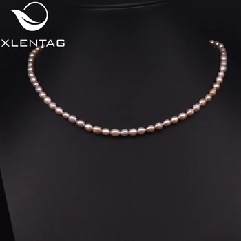 

XlentAg Natural Fresh Water Purple Pearl Choker Necklace For Women Wedding Engagement Party Fine Jewellery Collares GN0100