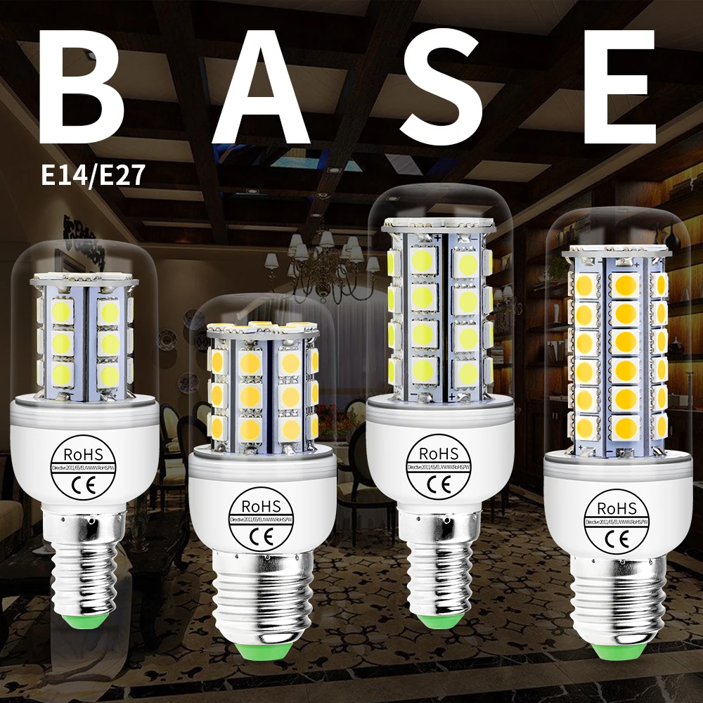 

E27 LED Bulb E14 LED Lamp 220V Corn Bulb 5050 SMD Super Bright Lighting Decoration for Home Living Room Chandelier 3W LED Light