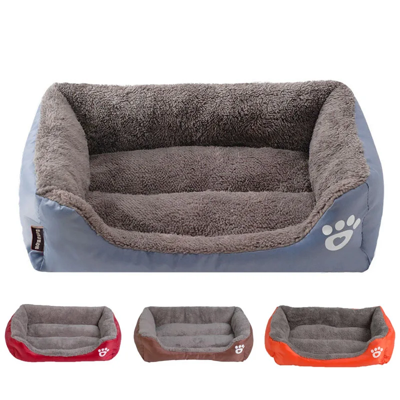 cheap Dogs Bed For Small Medium Large Dogs Pet Sofa House Waterproof Bottom Soft Fleece Warm Cat Bed Sofa Mat