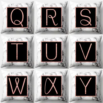 

Letter Pillow Case Polyester Cushion Cover Nordic Decoration Home Sofa Decorative Cushions Rose Marble Decor for Home 40554