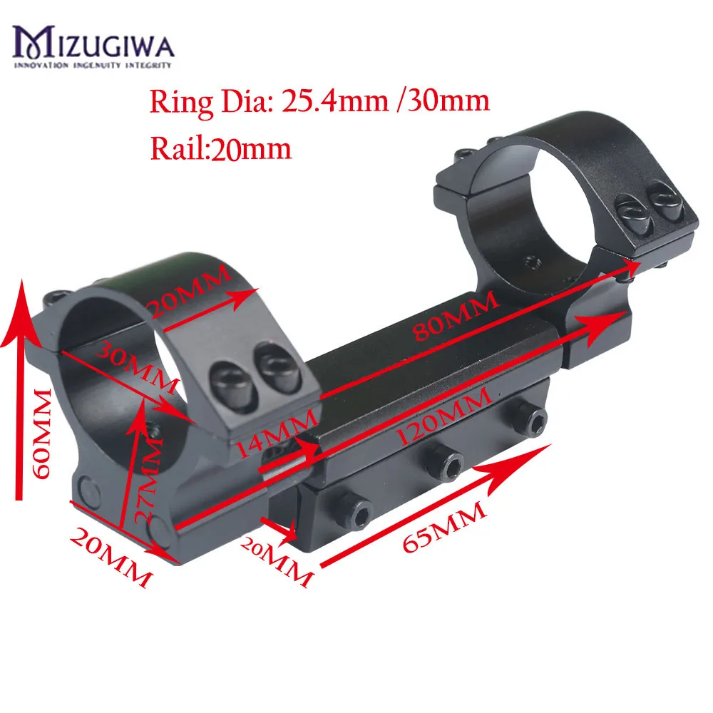 

Mizugiwa One Piece 25.4mm/30mm Airgun Mount Ring w/Stop Pin Adapter 20mm/11mm Picatinny Rail Dovetail Weaver Pistol Airgun Rifle