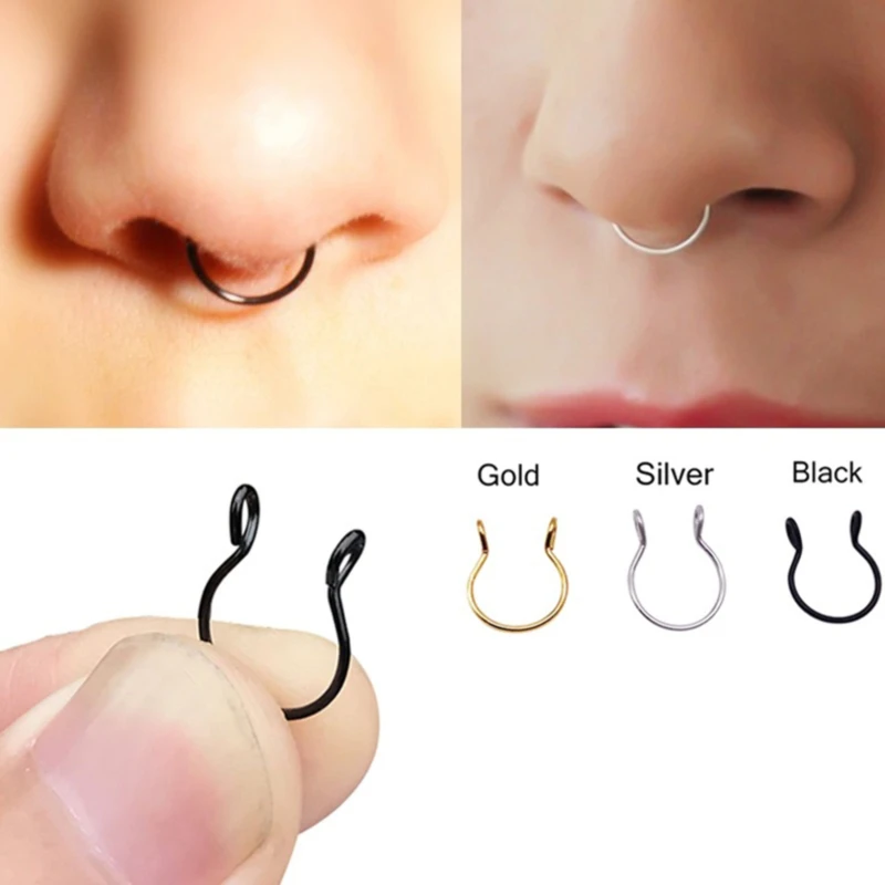New 1pc Medical Steel Titanium Steel Sexy Open U Shape Semicircle Ear Clip Nasal Clip Nose Ring Nose Stud Piercing Jewelry Gift-1