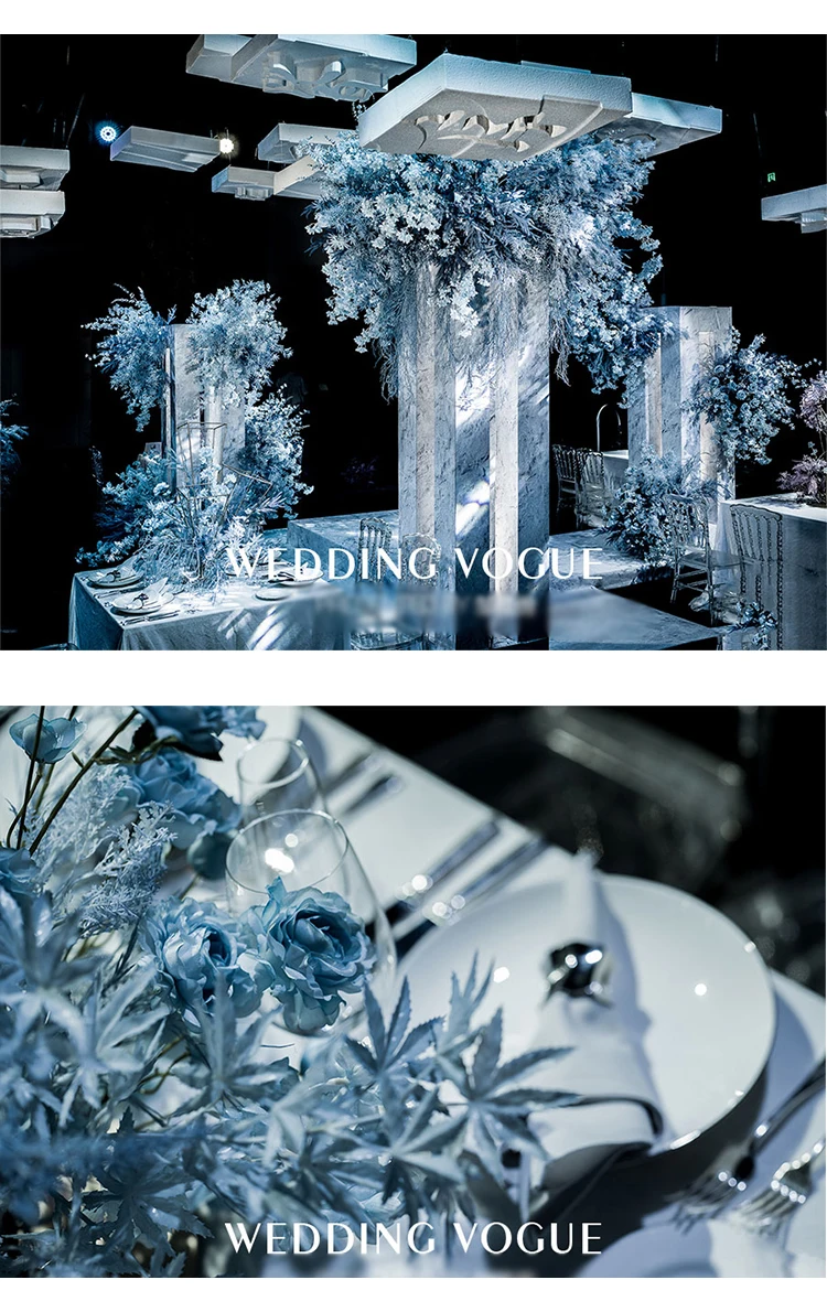 JAROWN Royal Blue Dark Blue Flowers Plant Leaf Material Artificial Flower Row DIY Props Rose Peony Wedding Decoration Party Decoration (2)