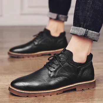 

Men casual Shoes Oxford Shoes Lace Up Men Leather Shoes Walking High Quality outdoor breathable round Toe Shoes men sneakers