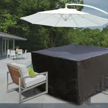 

1PC Outdoor Garden Table Dust Cover Waterproof Can Be Bundled And Fixed Rain Cover Furniture PVC Coated Oxford Cloth Cover HWC