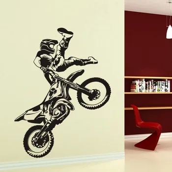

Off-road Stunt Motorcycle Racing Sticker Vehicle Motocross Posters Vinyl Wall Decals Decor Mural Off-road Extreme Racing Decal