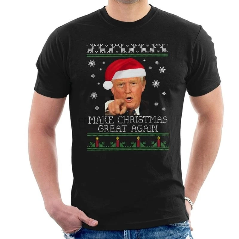 Модная хлопковая Мужская футболка с принтом забавная надписью Make Christmas Great Again и
