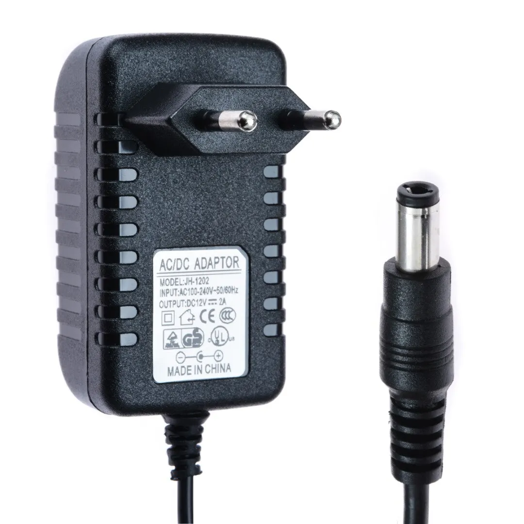 AC 100V-240V Converter Adapter DC 12V 2A Power Supply EUPlug DC 5.5mm x 2.1mm for Camera Video MP4 Audio