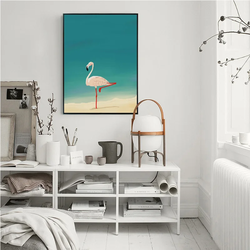 Cartoon Animal Wall Art Canvas Painting Modern Minimalist Nordic Style Flamingo Art Hd Print Home Poster Decoration