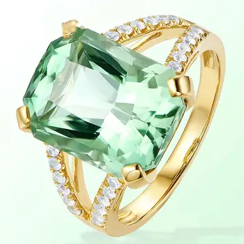 

Big square Emerald gemstones zircon diamonds Rings for women femme anillos 18k gold color crystal jewelry bague cocktail party