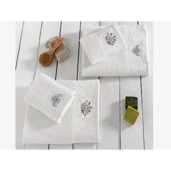 

Rosel Cotton Curling Jacquard Baths Set 4 Piece Cream Cream
