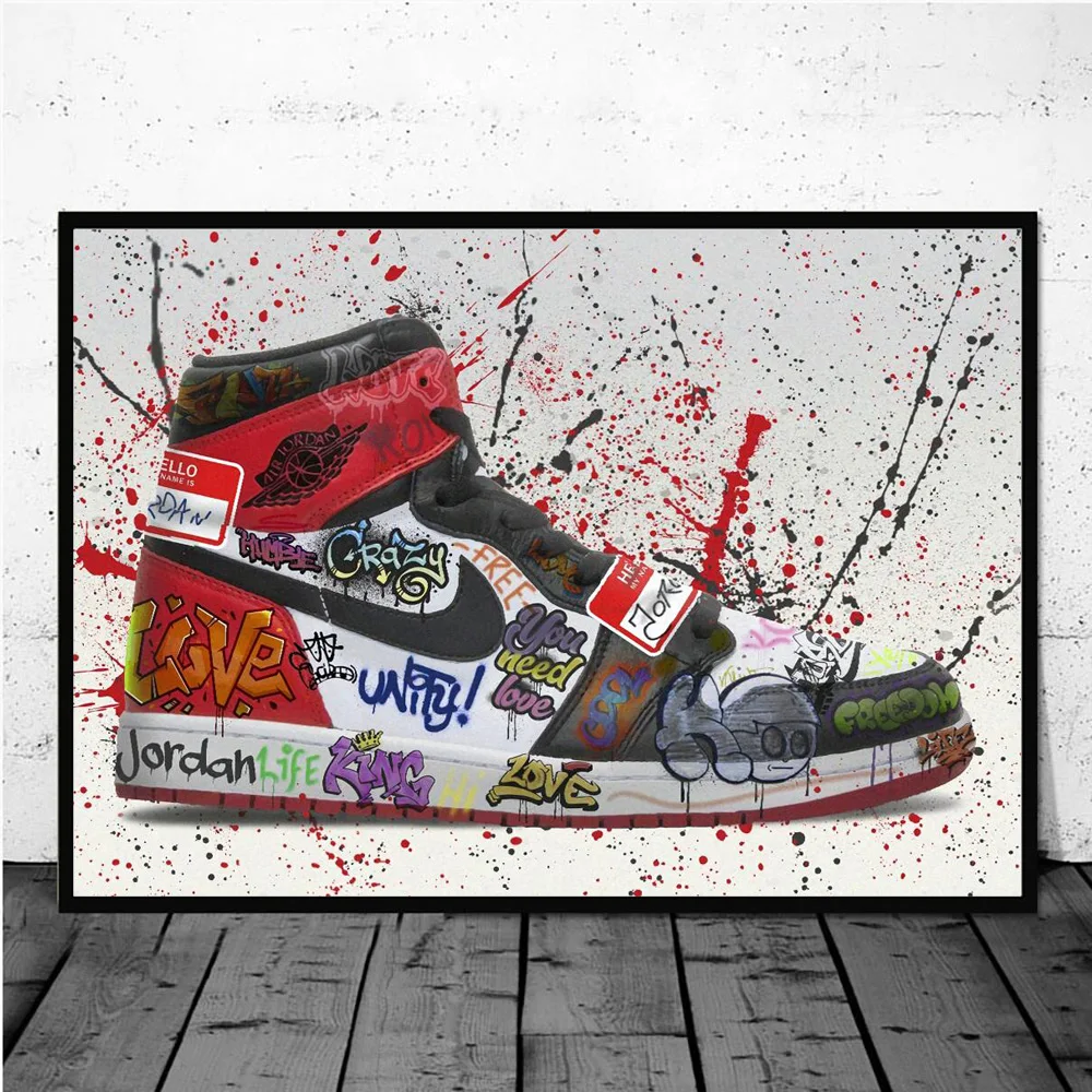 Fashion Sneakers Graffiti Art Printed on Canvas • CanvasPaintArt