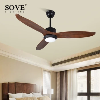 

52 Inch LED 12W Vintage Wood Ceiling Fan With Light Wooden Ceiling Fans Lamp Remote Control Home Fining Room Loft Fan+lamp 220v