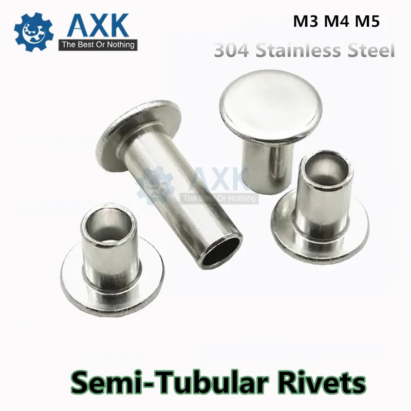 

20/50Pcs M3 M4 M5 304 Stainless Steel Thin Head Semi-Tubular Rivets DT